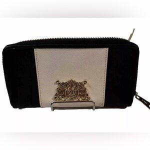 Vintage Juicy Couture Wallet. Designer Logo, Black & White, Zipper Pull, 80’s
